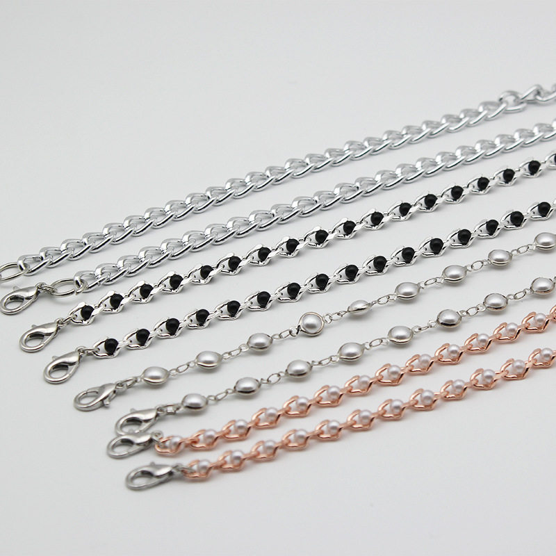 Metal sling rhinestone pearl shoulder strap new Hanfu shoulder strap accessories single row adjustable invisible shoulder strap