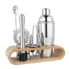 Stainless Steel Cocktail Shaker suit Bar Shaker Full Set of Tools with Oval Wooden Stand Base 750mL