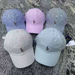 European and American Foreign Trade Pony Logo Scannable Striped Baseball Cap Soft Top Fashion Men's and Women's Outdoor Sunshade Cap Wholesale