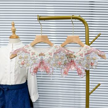 Gold thread non-adhesive skirt children's adult cherry blossom cloud shoulder ancient costume Hanfu embroidery cloud shoulder fake collar accessories