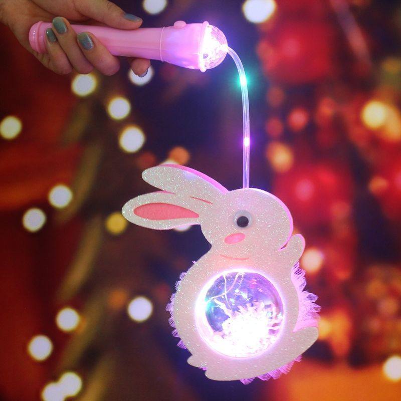 Mid-Autumn Festival Lantern Children's Cartoon Portable Luminous Music Gypsophila Lantern Kindergarten Creative Small Toy Gift