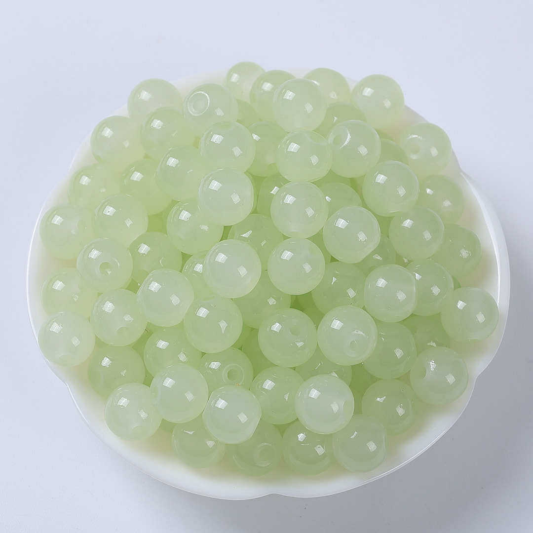 玻璃仿玉圆珠纯色散珠手工diy玉髓手链项链散珠子琉璃珠饰品配件
