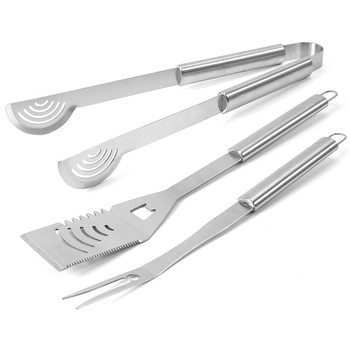 Stainless steel barbecue tools 3-piece outdoor multi-functional BBQ oven suit barbecue clip fork shovel cross-border