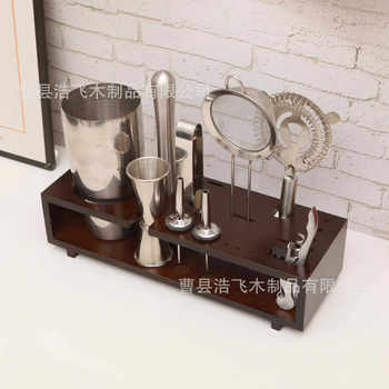 American Style Wooden Wine Rack Bartender Tool Cup Holder Cocktail Wine Rack Bar Shake Cup Solid Wood Wine Rack