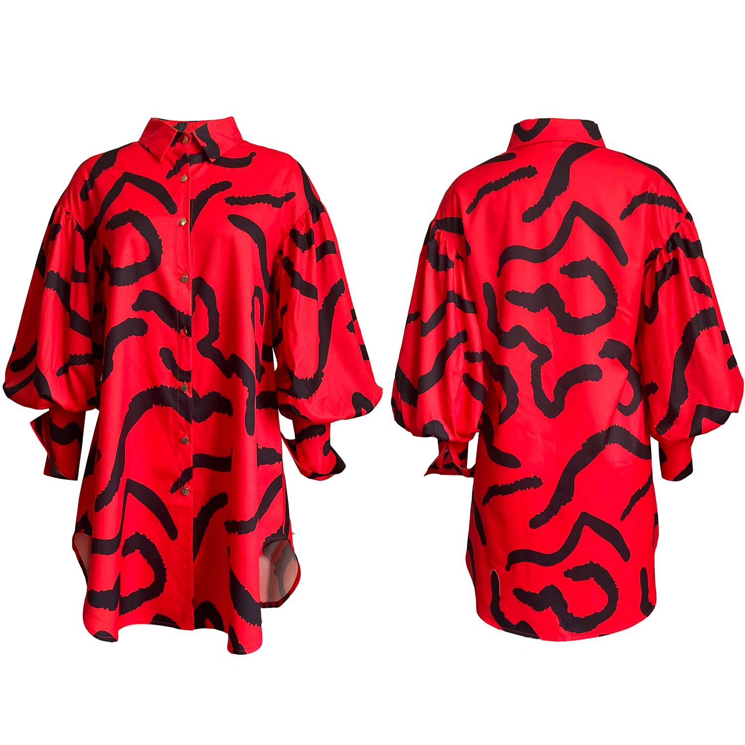 Loose Fit Floral Print Shirt Dress Plus Size Elegant Collar Comfortable Fabric Casual Office Wear Wholesale