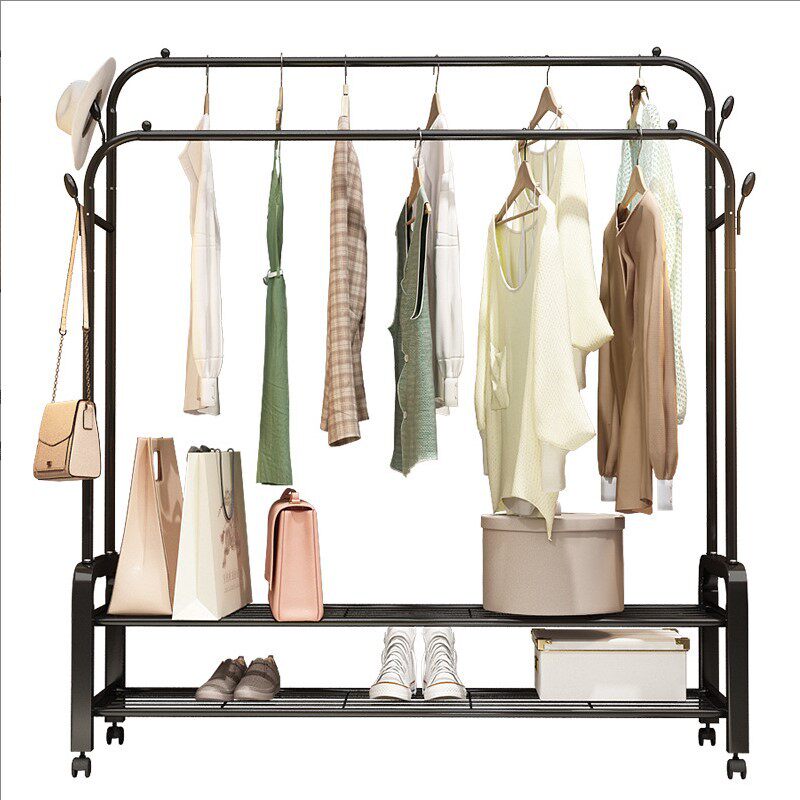 Simple Clothes Drying Rack Floor-Standing Bedroom Clothes Rack Indoor Balcony Home Clothes Drying Rack Dormitory Clothes Rod Coat Rack