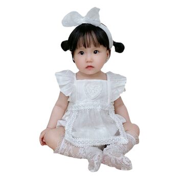Female Baby's Summer Wrap Fart Clothes New Summer Clothes Princess Har Clothes Triangle Climbing Suit Sling Outfit White Lolita