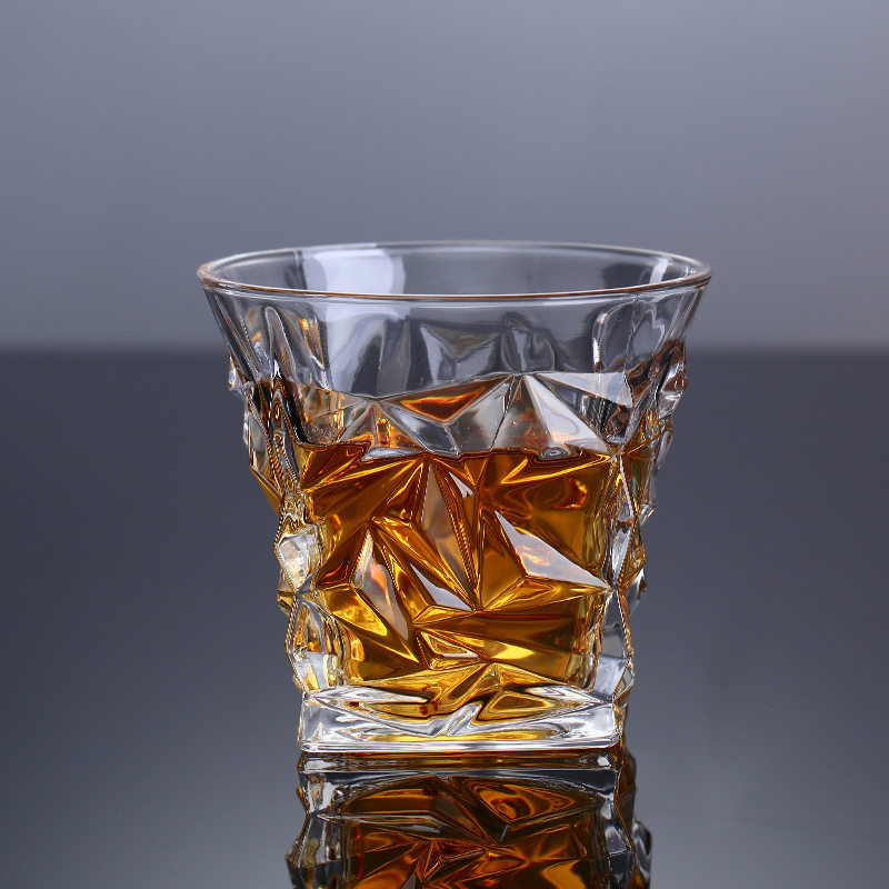 Whiskey Wine Glass Household Glass Diamond Cup Vertical Pattern Cup Set Glass Crystal Wine Cup Thickened Beer Cup