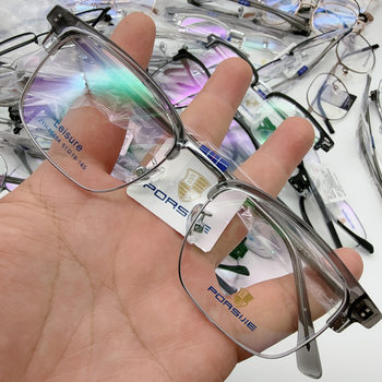 New Ultra-Light Pure Titanium Eyebrow Frame High-End Plate Temple Square Frame Myopia Glasses Frame Men's Wholesale