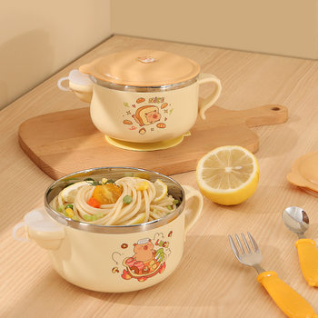 316 Stainless Steel Food Supplement Bowl for Infants and Young Children, Water-Filled Insulated Bowl for Kidsren, Anti-Fall and Anti-Scalding Eating Special Suction Cup Tableware