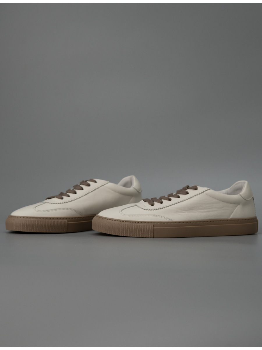Giày sneaker nam da trắng thủ công thoáng khí dễ phối đồ — Màu trắng