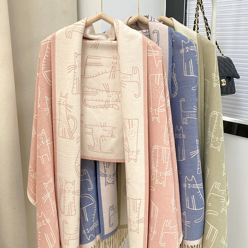 Summer Air-Conditioned Room Shawl, Spring & Fall Outer Wear, Women's Office Nap Blanket, Imitation Cashmere Scarf, Women's Cervical Spine Protection