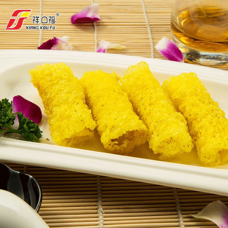 Xiangkoufu rice mesh skin yellow mesh skin spring roll skin edible rice mesh skin spring cake fried snack hotel dessert semi-finished products