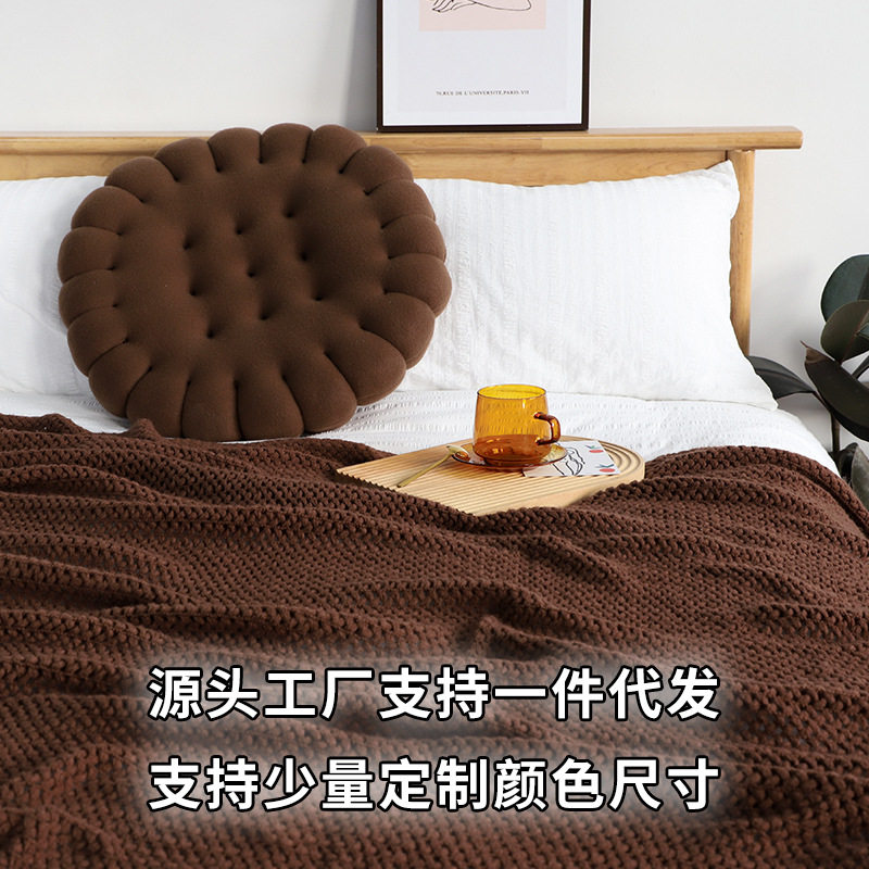 Lazy American Hollow Knitted Leisure Blanket Homestay Sofa Blanket Bed End Blanket Towel Decorative Blanket Tassel Blanket Wool Blanket