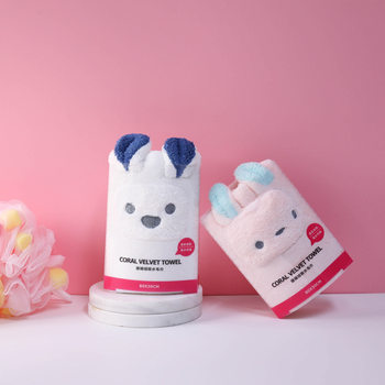 Cartoon cute bear towel hand gift coral fleece hair drying towel cleaning quick-drying hair drying towel wholesale