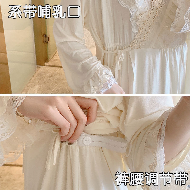 in stock 2673 Modal confinement clothing for pregnant women suit lactation pregnancy loose pajamas lace collar