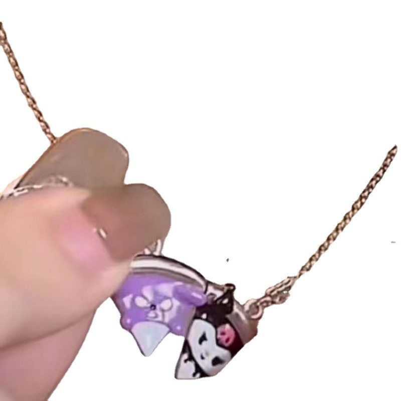 Sanrio Magnetic Necklace Douyin Same Style Kurome Baku Melody Cinnamon Dog Kt Cat Pizza Sticker Necklace
