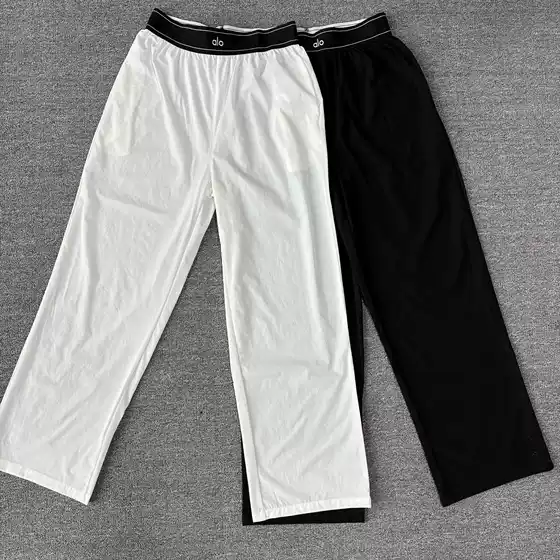 A-Letter Foreign Trade High-Waisted Quick-Dry Wide-Leg Sports Casual Pants with Contrasting Color Wide Banding, American-Style Minimalist Sports Casual