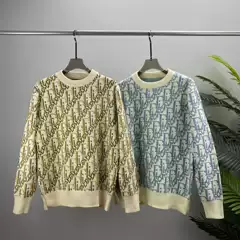 Cross-Border European Trendy Brand Di Men's and Women's Casual Knitted Long-Sleeved Shirts with Letter Jacquard Round Neck Sweaters to Replace European and American Styles