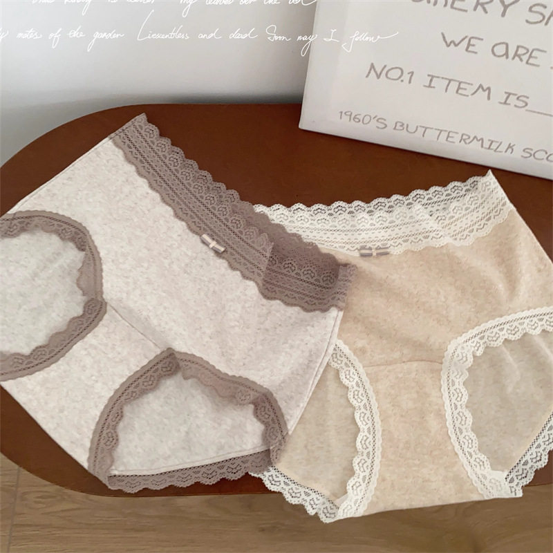 Pure Lust Style Lace Pure Cotton Jacquard Women's Underwear Girls Sexy Antibacterial Pure Cotton Crotch Girls Breathable Briefs Women