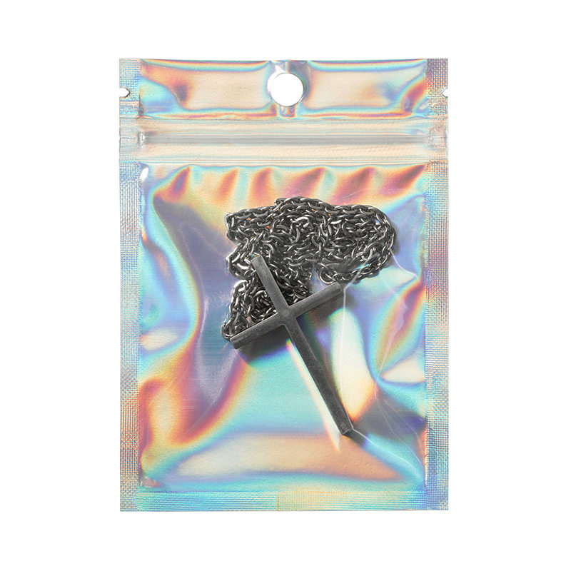 Laser packaging bag self-sealing bag yum yin and yang bag plastic bag holographic aluminum foil plastic bag rainbow magic color jewelry bag