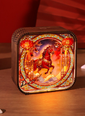 马年创意新年礼物马到福临木雕小夜灯景区文创纪念品桌面装饰摆件