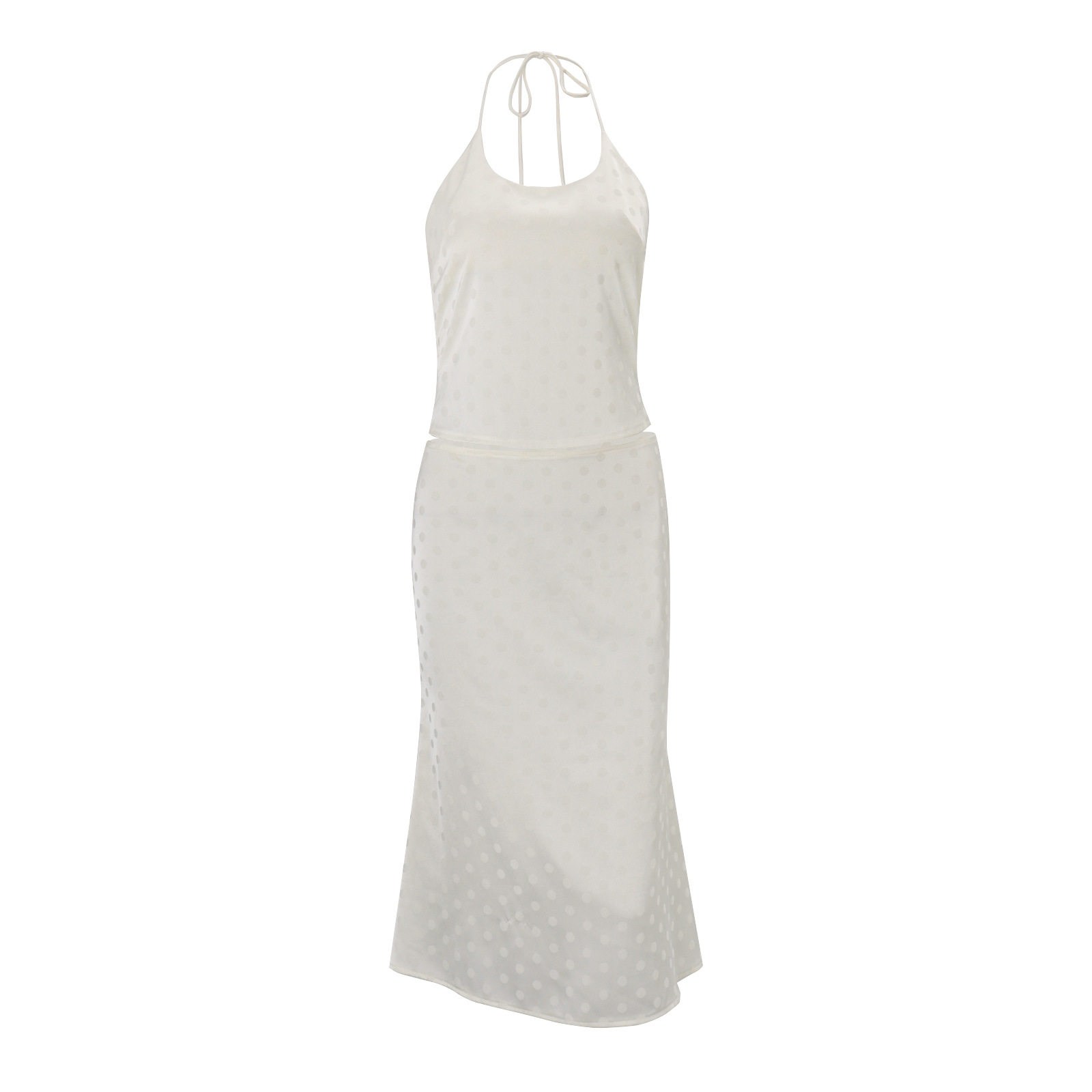 Womens Spring Set Sexy Backless U Neck Tank Top Elegant Solid Color Midi Skirt Casual or Evening Wear Wholesale