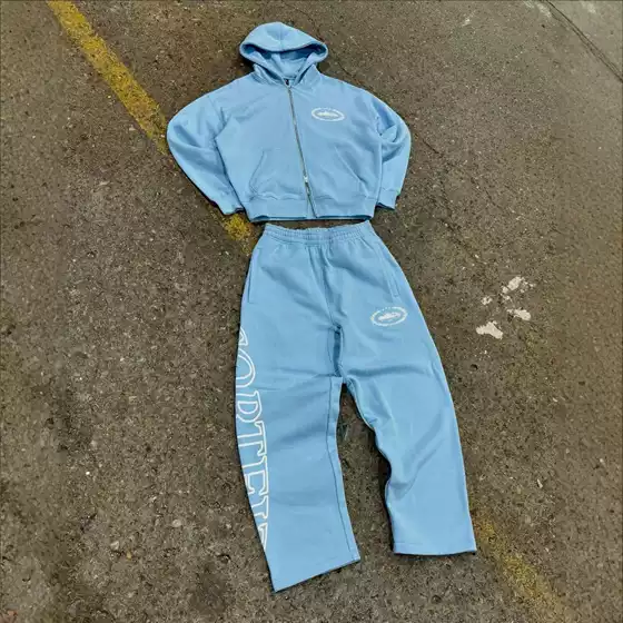 Cross-Border Corteiz Alcatraz New American Street Style Ins Hooded Sweatshirt Zip-Up Jacket Loose Sweatpants Set