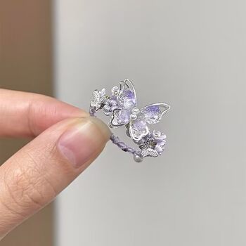New Chinese Purple Butterfly Woven Ring Light Luxury Style Personalized All-match Ring Personalized Fashion High-end Ring for Women