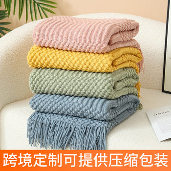 Nordic Sofa Blanket, Hotel Bedside Towel, Bean Blanket, Tassel Shawl Blanket, Bedside Cloth Cover Blanket, B&B Bed Towel Wholesale