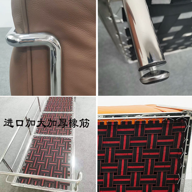 柯布西耶LC3真皮单人沙发中古设计师不锈钢直排现代轻奢客厅沙发