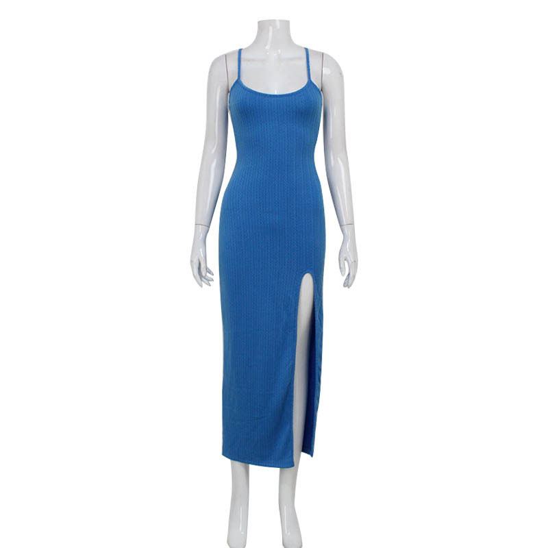 Sexy V Neck Knitted Maxi Dress High Slit Bodycon Fit Elegant Style Perfect for Parties and Evening Events Wholesale