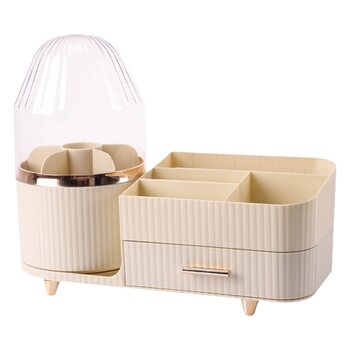 Cosmetic storage box rotatable grid desktop light luxury lipstick makeup brush eyebrow pen holder skin care shelf
