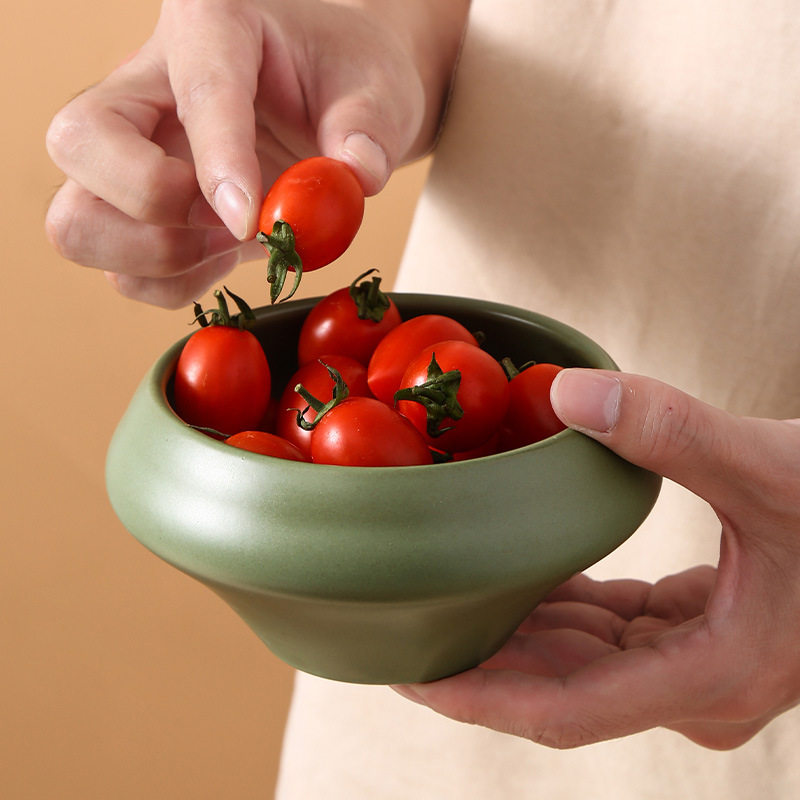 Vintage Japanese Style Dishes Household Rice Bowl Sauce Dish Restaurant Salad Dessert Bowl Small Dishes Flavor Dish Solid Color Crude Ceramic