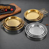 Double-Eared Stainless Steel Pizza Plate Korean Seafood Plate Single-Handle Round Baking Pan Snack Plate Fried Chicken Plate French Fries Plate Home