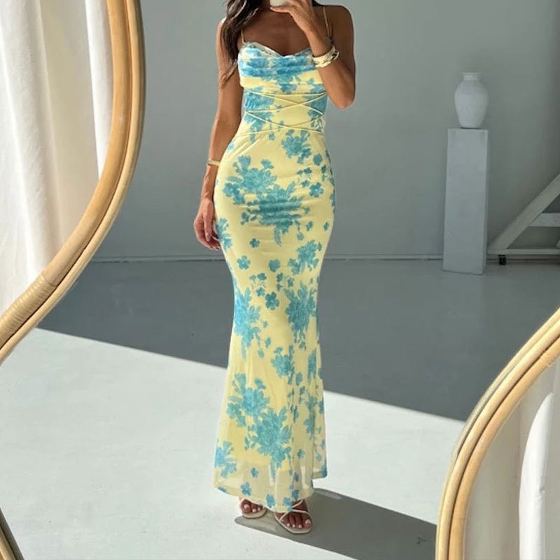 Floral Print Bodycon Dress Elegant Sleeveless Spring Fashion Perfect for Parties and Special Occasions Wholesale
