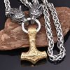 Cross-border Hot Selling Retro Rune Hammer Pendant Wolf Head Necklace Men's Punk Necklace Nordic Norway Jewelry Wholesale