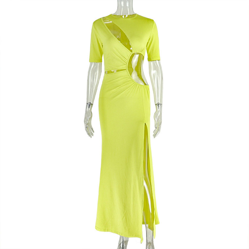 Fashionable Womens Dress Hollow Out Asymmetrical Hem Ruched Design Elegant Evening Wear Wholesale Available