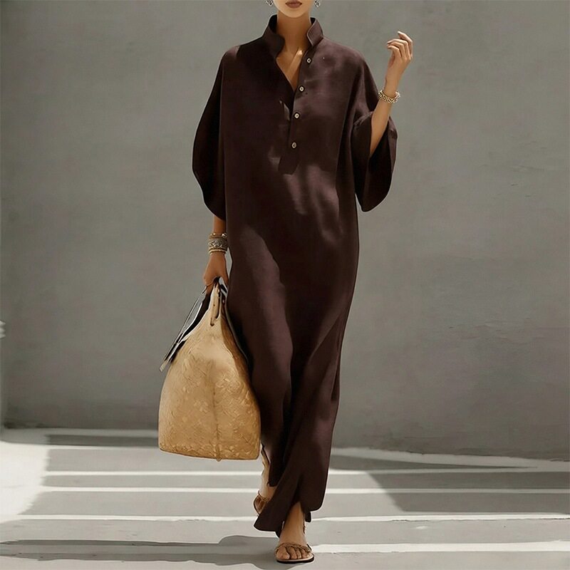 Elegant French Style Maxi Dress Solid Color Fashionable Summer Collection Perfect for Casual or Formal Occasions