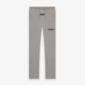 Straight-leg long pants in dark gray linen