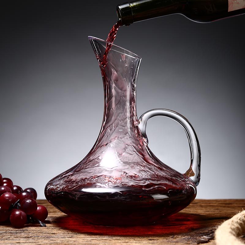 Crystal Glass Decanter with Handle, Personalized Lead-Free Red Wine Dispenser, Red Wine Jug, Wine Pourer, Household Gold Small