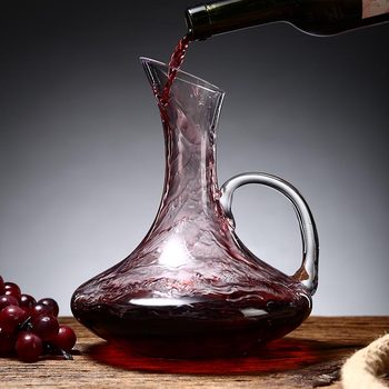 Crystal Glass Decanter with Handle, Personalized Lead-Free Red Wine Dispenser, Red Wine Jug, Wine Pourer, Household Gold Small