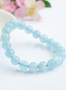 天然海蓝手串天空蓝手链水晶