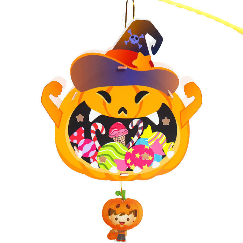 Halloween Props Pumpkin Lantern Decoration Lantern Children's Handmade DIY Portable Lamp Luminous Kindergarten Atmosphere Arrangement