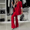 2025 Cross-Border Spring and Autumn Fashion Suit Casual Western Style Slimming Wide-Leg Suit Two-Piece Set