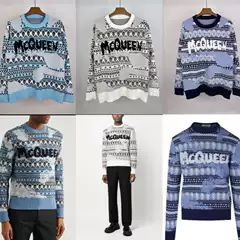 Cross-border Couple Sweater Autumn and Winter Alexander McQueen Full of logo Jacquard Leisure Warm Sweater Tide