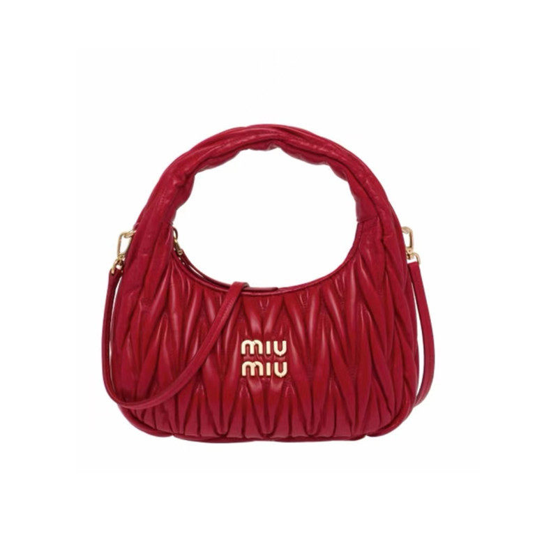 Miu's Dumpling Bag Lambskin Pleated Bag Hobo Armpit Cloud Bag Crescent Moon Shoulder Crossbody Women's Bag Handbag