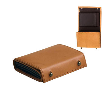 Amazon Italy vegetable tanned leather short coin purse creative box-shaped multi-functional leather two-fold wallet