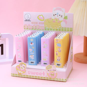 Ballpen Creative Three-In-One Pen Box Portable Three-Piece Set Black Pen Blue Pen Eternal Pencil Student Three-Color Pen