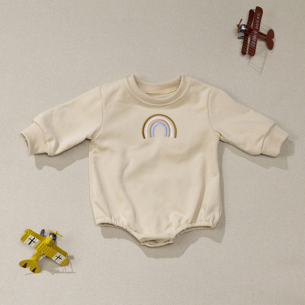 Spring and Autumn New Children's Clothes Newborn Clothes Class a One-piece Clothes Long-sleeved Rainbow Hassel Climbing Clothes Home Clothes